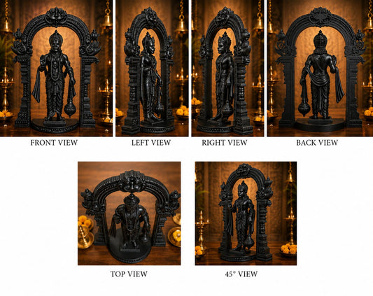 Maruthi 3D Studio Divine Veera Hanuman Arch Idol – Black Finish
