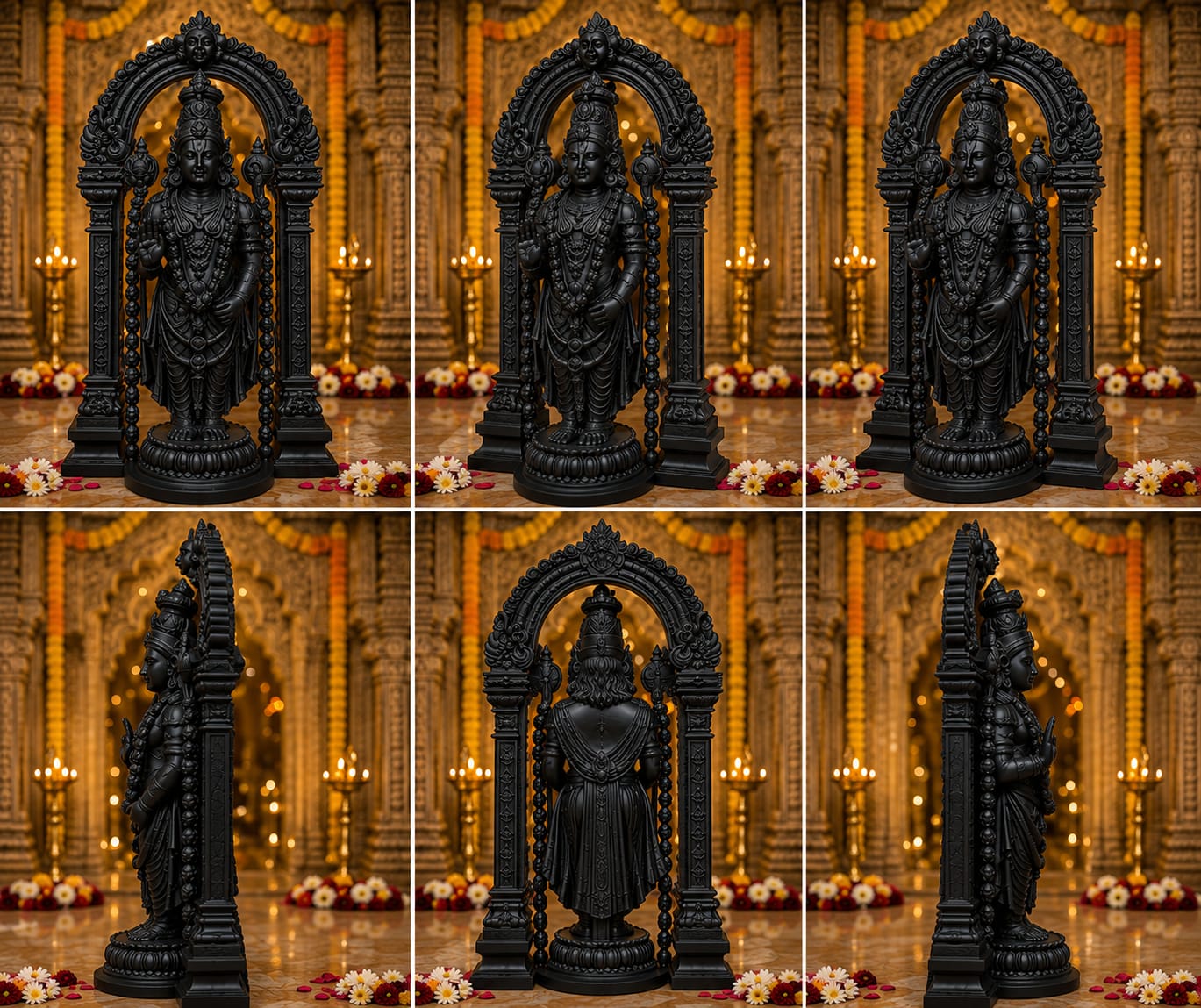 Sri Venkateswara Divine Temple Arch Idol – Premium White Marble Finish (BLACK)