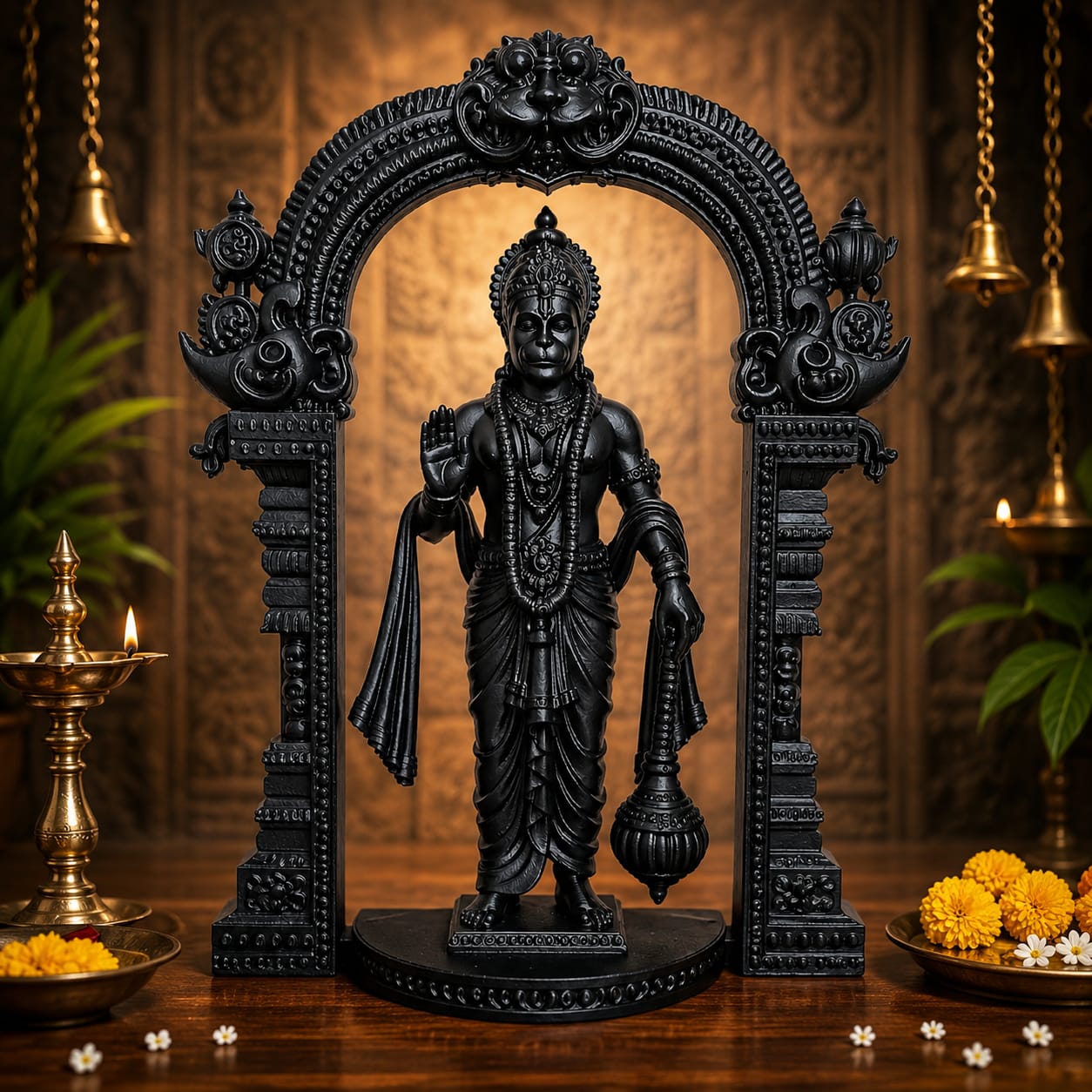Maruthi 3D Studio Divine Veera Hanuman Arch Idol – Black Finish