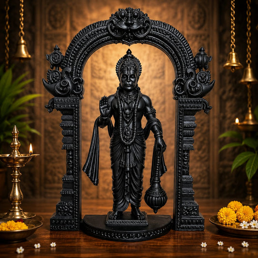 Maruthi 3D Studio Divine Veera Hanuman Arch Idol – Black Finish