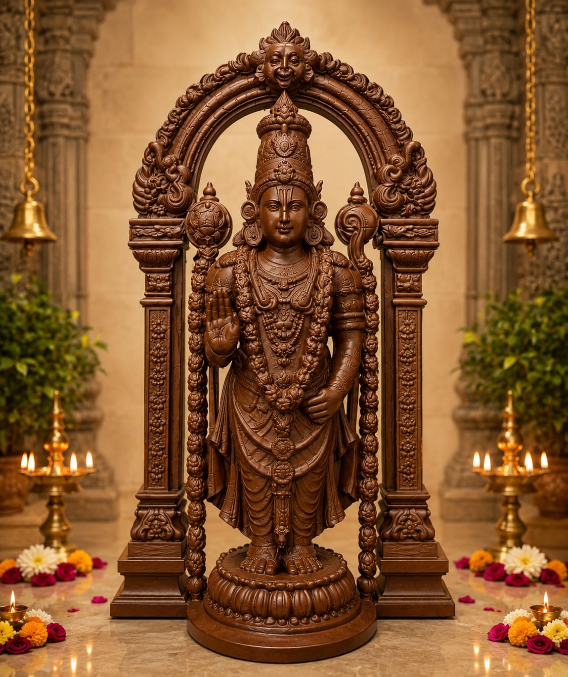 Maruthi 3D Studio Sri Venkateswara Divine Temple Arch Idol – Premium Finish (Brown)