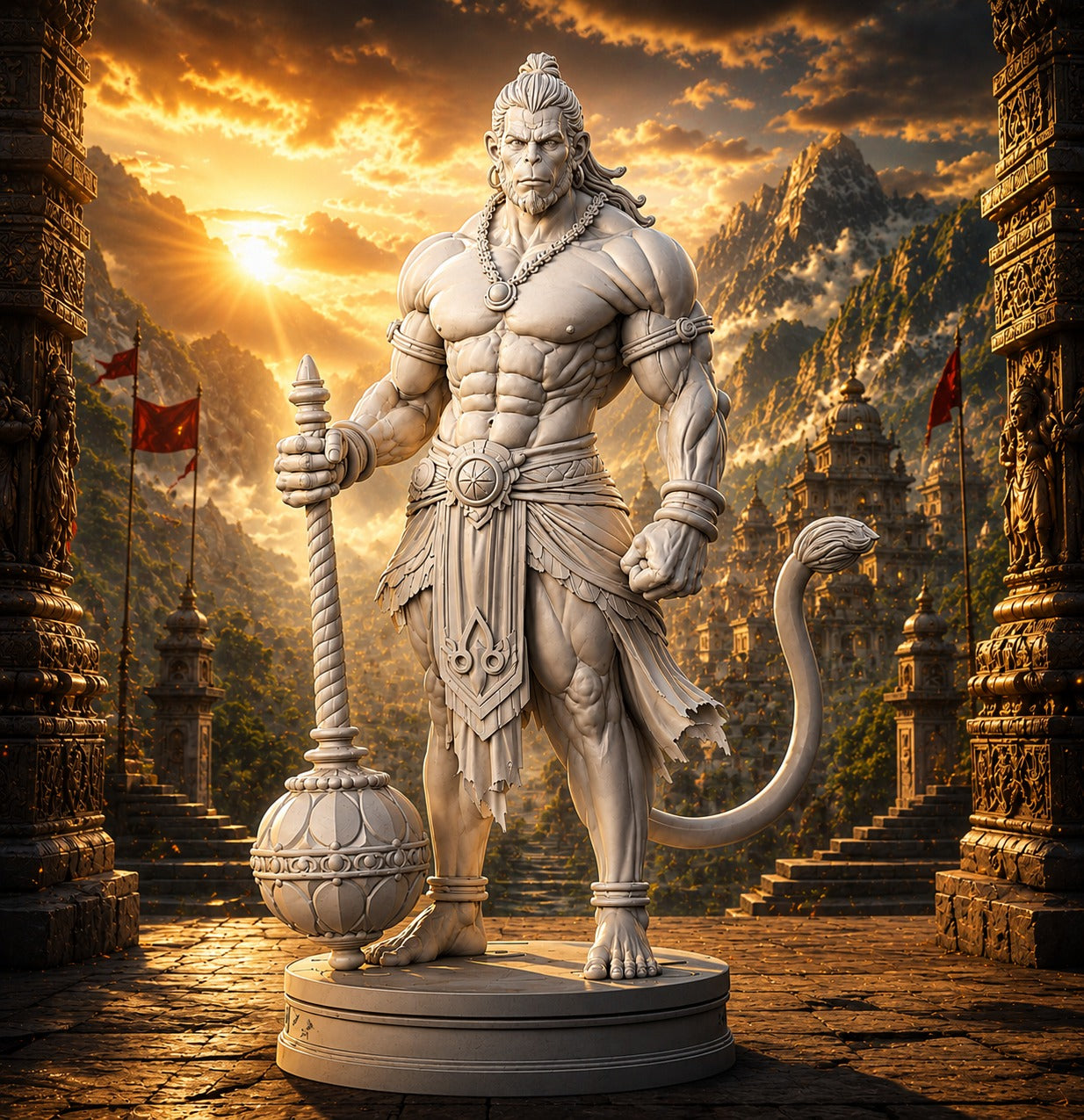 Maruthi 3D Studio Veer Hanuman Warrior Statue