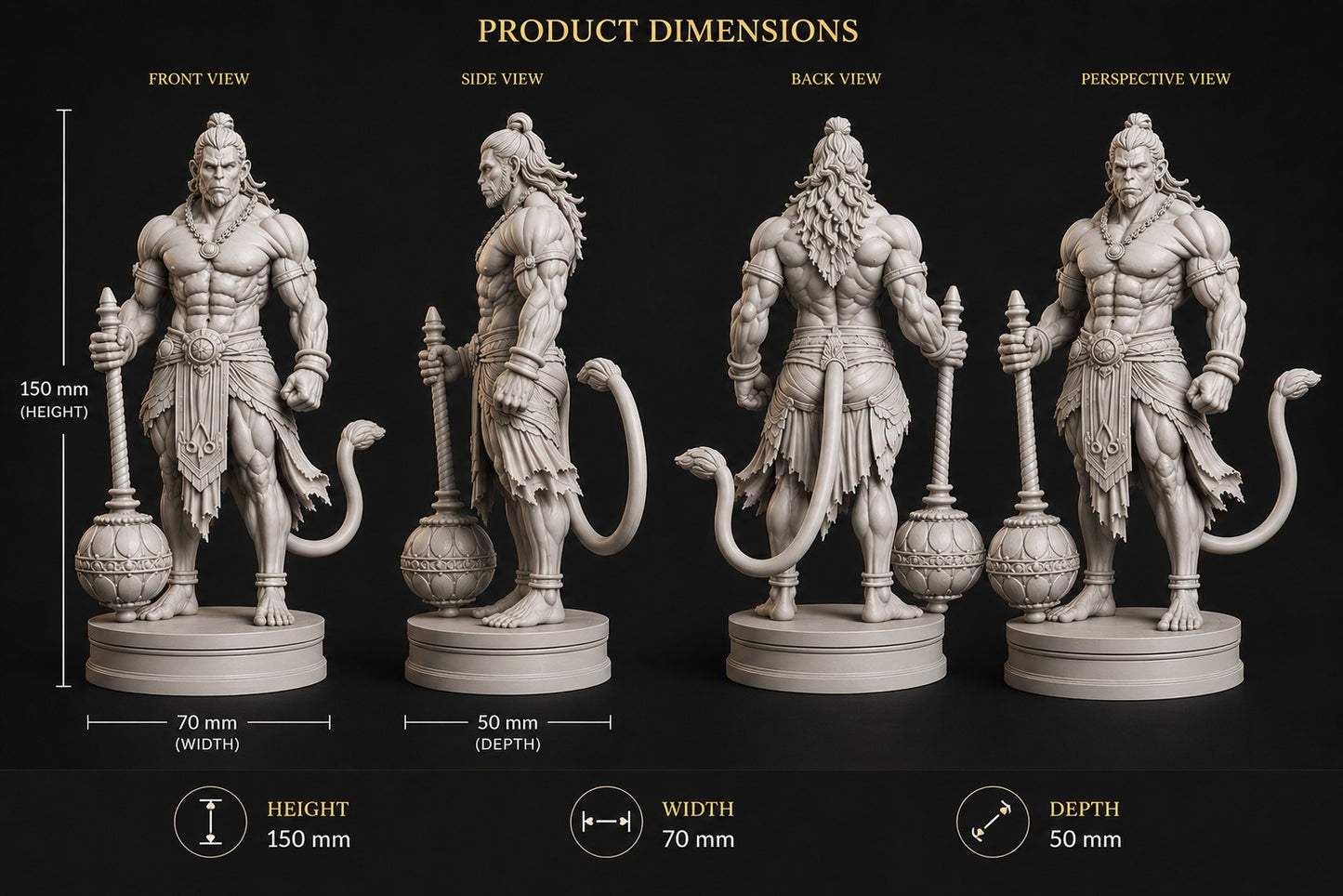 Maruthi 3D Studio Veer Hanuman Warrior Statue