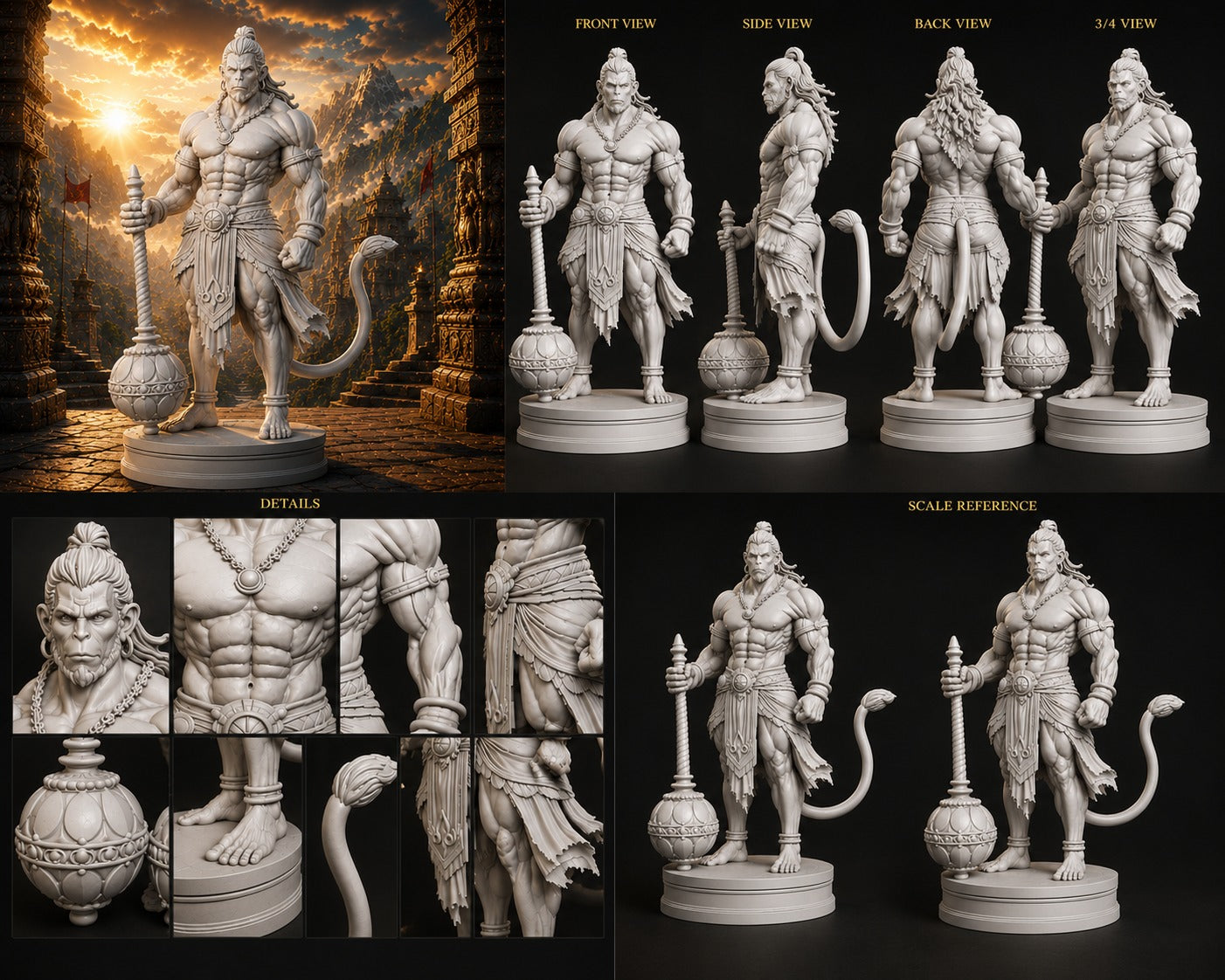 Maruthi 3D Studio Veer Hanuman Warrior Statue